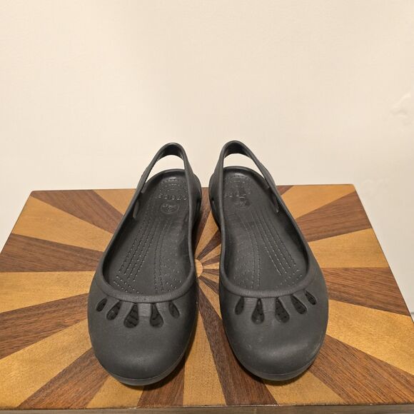 CROCS Kadee Ballet Flats Womens 7 Slip-On Shoes Sandals Mary Jane Black Rubber - Picture 4 of 14